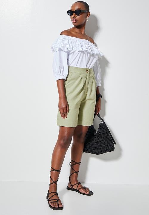 Superbalist - Linen volume shorts - sage