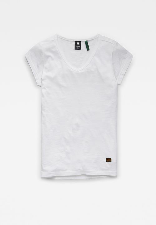 G-STAR - Eyben slim v short sleeve tee - white