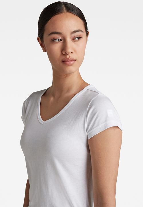 G-STAR - Eyben slim v short sleeve tee - white