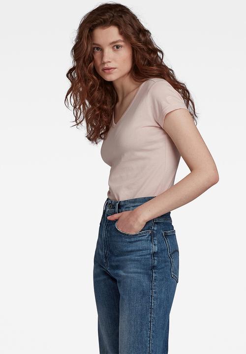 G-STAR - Eyben slim v short sleeve top - light pink