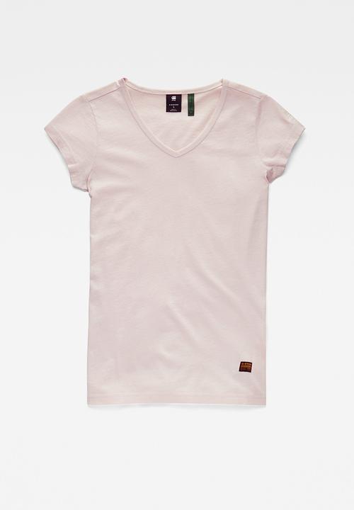 G-STAR - Eyben slim v short sleeve top - light pink