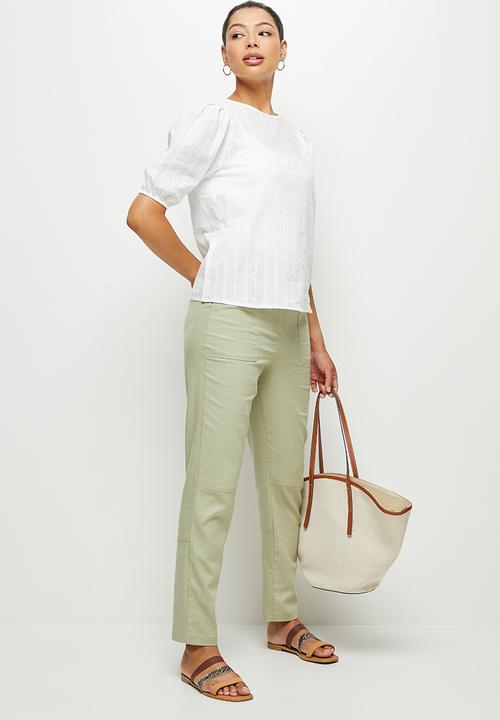 edit - Dobby puff sleeve blouse - milk