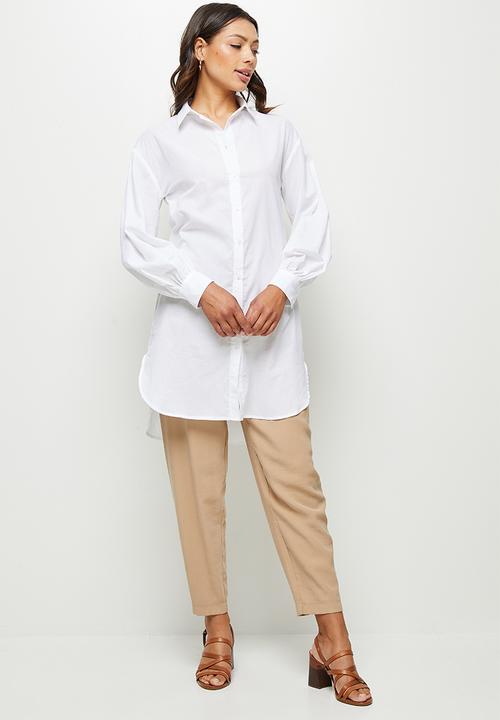 edit - Longline cotton voile shirt - white
