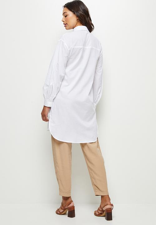 edit - Longline cotton voile shirt - white