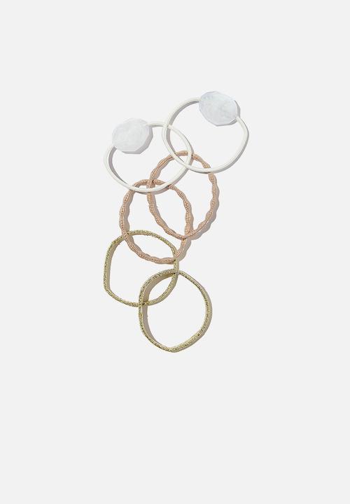Cotton On - Hannah hair ties - white cloudy bobbles