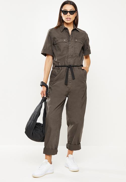 G-STAR - Army straight jumpsuit  1\2 sleeve - carbid 