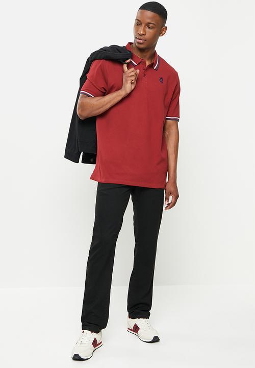 Pringle of Scotland - Core 1up pique golfer - michael - burgandy