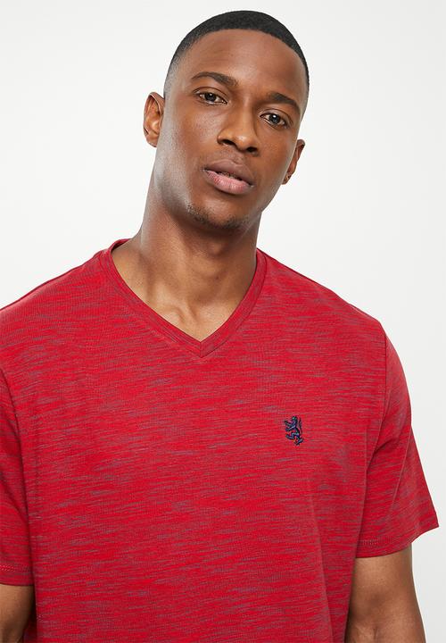 Pringle of Scotland - Injection v-neck tee - red/ navy