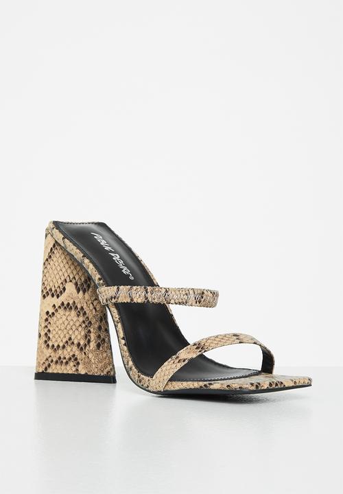 Public Desire - Jada square toe slingback block heel - brown & black 