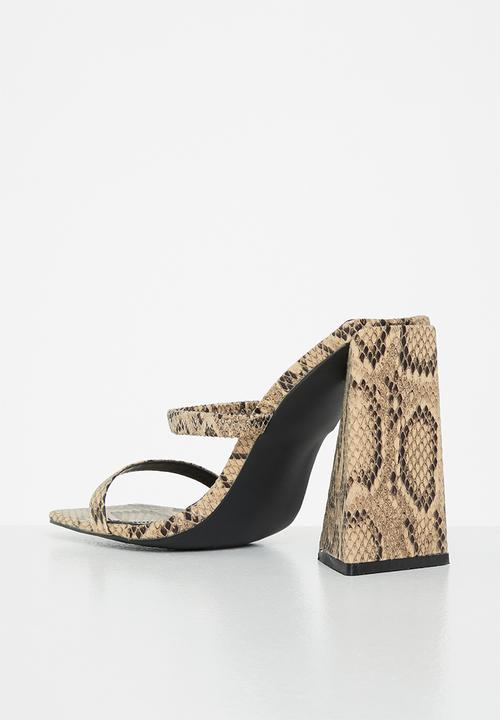 Public Desire - Jada square toe slingback block heel - brown & black 