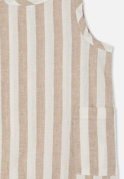 Cotton On - Glenn romper - taupy brown/vanilla robbo stripe