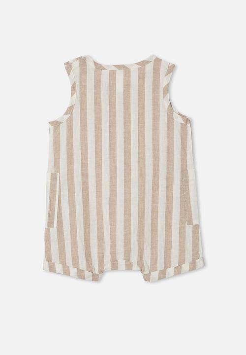 Cotton On - Glenn romper - taupy brown/vanilla robbo stripe