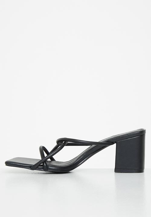 Public Desire - Belle strappy block heel mule - black