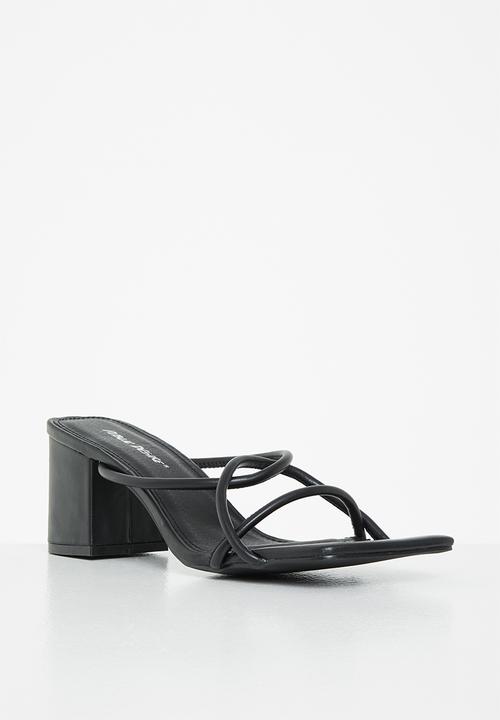 Public Desire - Belle strappy block heel mule - black