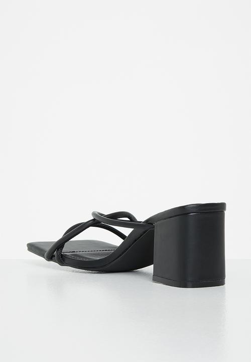 Public Desire - Belle strappy block heel mule - black