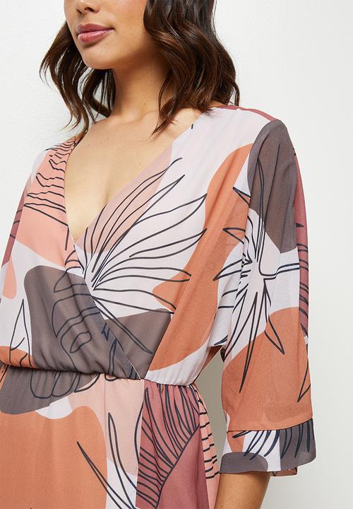 edit - Chiffon wrap kaftan dress - rust