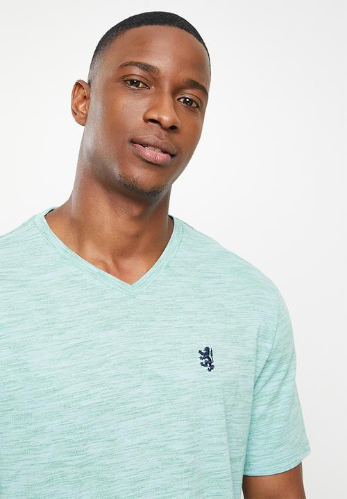 Pringle of Scotland - Injection v-neck tee - light blue/ green