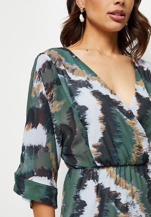 edit - Chiffon wrap kaftan dress - multi 