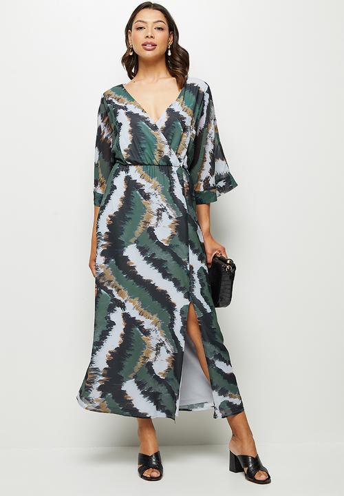 edit - Chiffon wrap kaftan dress - multi 