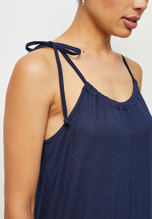 edit - Drawcord wide leg jumpsuit - navy