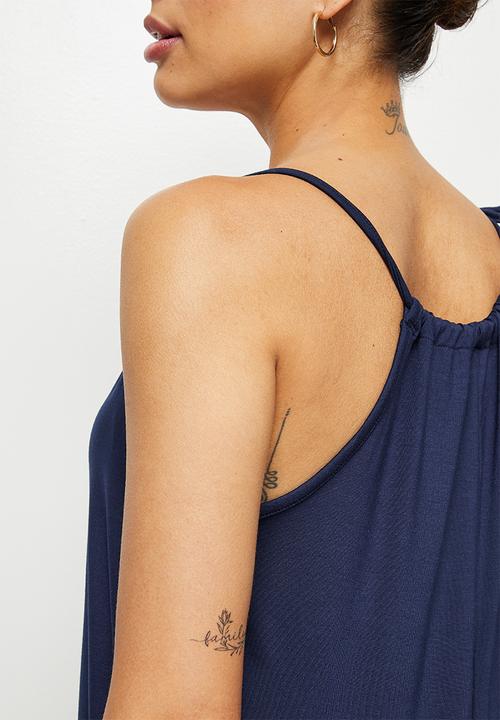 edit - Drawcord wide leg jumpsuit - navy