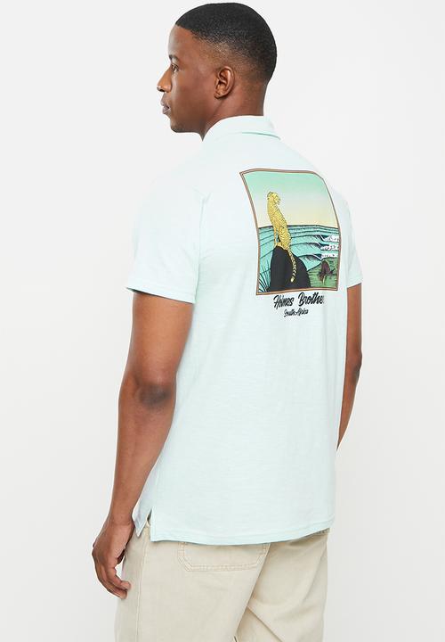Holmes Bro's - Cheetah polo - sky slub