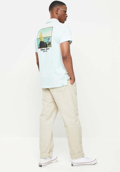 Holmes Bro's - Cheetah polo - sky slub