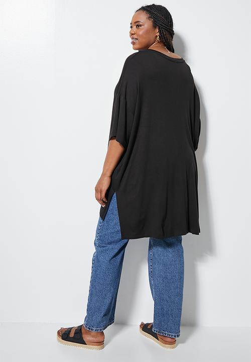Superbalist - Split side longline T-shirt - black