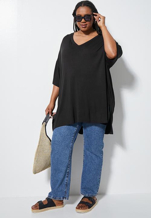 Superbalist - Split side longline T-shirt - black