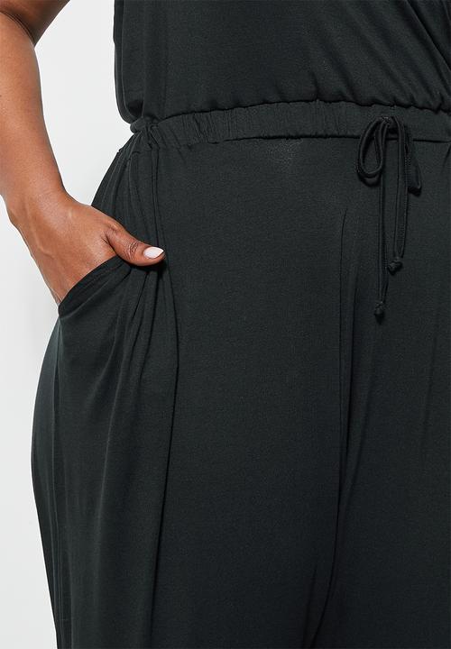 Superbalist - Wrap bodice jogger jumpsuit - black