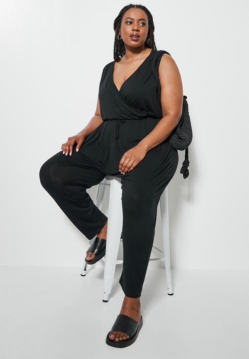 Superbalist - Wrap bodice jogger jumpsuit - black