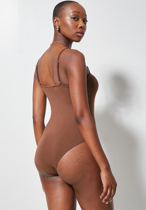 Superbalist - 2-Pack squareneck bodysuit - brown & white