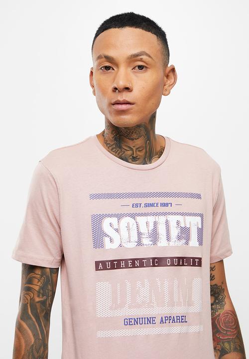 SOVIET - M firmino short sleeve logo tee  - salmon