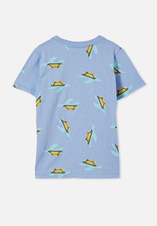 Cotton On - Max short sleeve tee - dusk blue/ turtle yardage