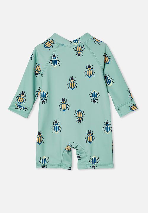 Cotton On - Cameron long sleeve swimsuit - smashed avo/bob bug