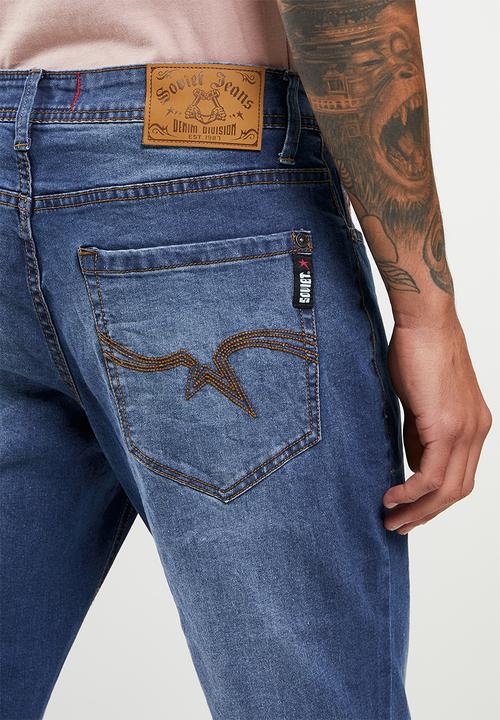 SOVIET - M enforcer #12 straight leg denim #12  - med blue