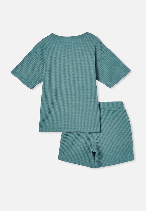 Cotton On - Giovanni short sleeve pyjama set - rusty aqua