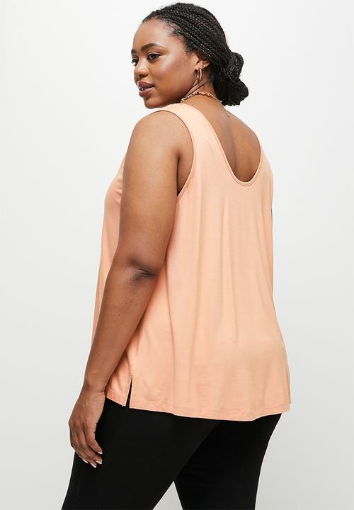 edit Plus - Scoop neck swing vest - rose gold