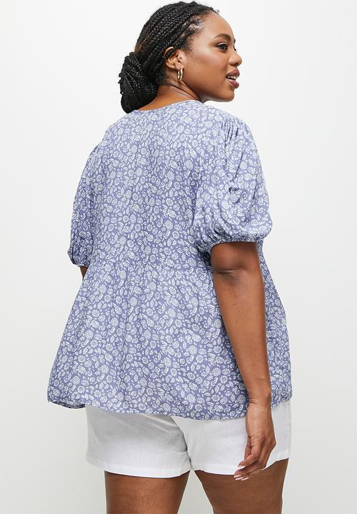 edit Plus - Ruffle hem blouse - blue