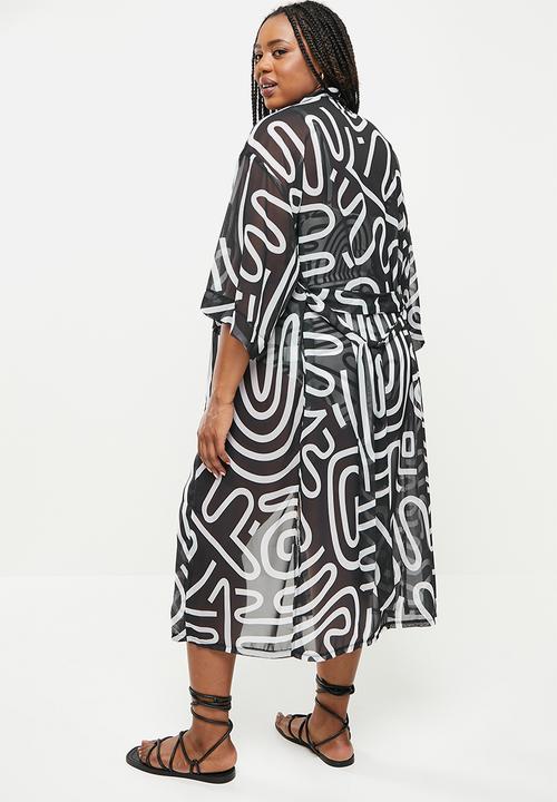 Me&B - Plus kimono - black & white 