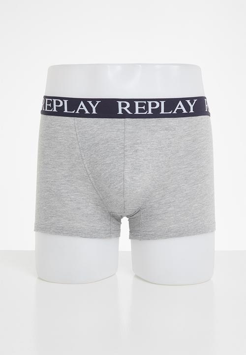 Replay - Replay boxer style 04/c cuff logo 2pcs box - indigo/grey