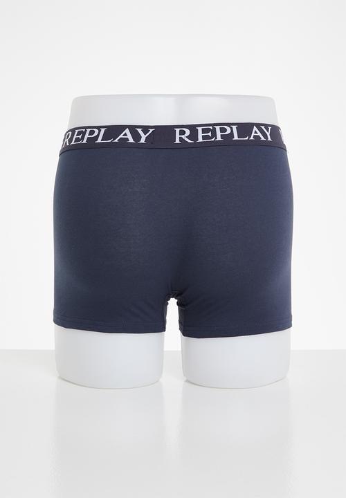 Replay - Replay boxer style 04/c cuff logo 2pcs box - indigo/grey