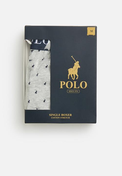 POLO - Mens reid all over print knit boxer - grey