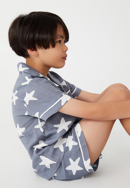 Cotton On - Andre cheesecloth short sleeve pj set - stars steel
