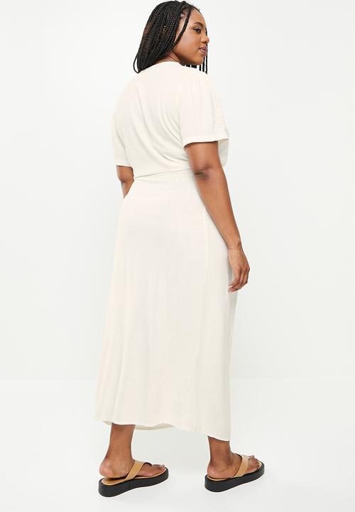 Me&B - Plus wrap linen dress - milk