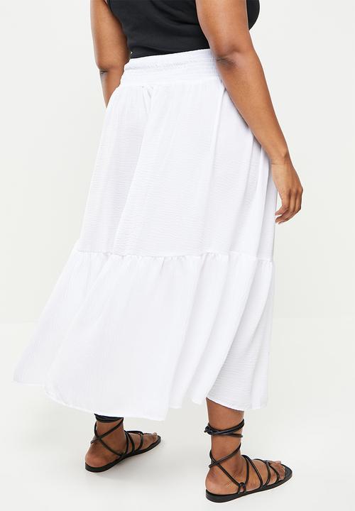 Me&B - Plus shirring skirt with slit - milk 
