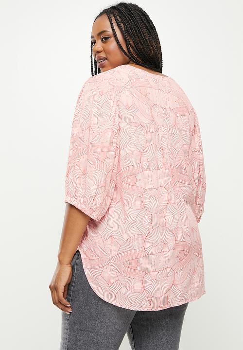 Me&B - Plus tunic blouse - coral