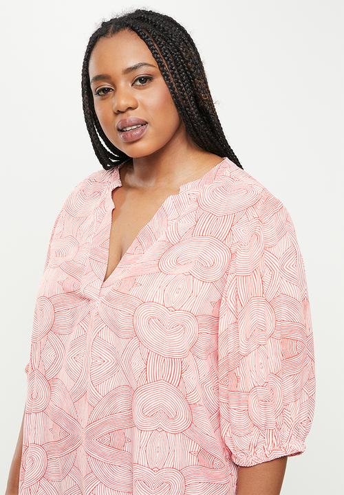 Me&B - Plus tunic blouse - coral