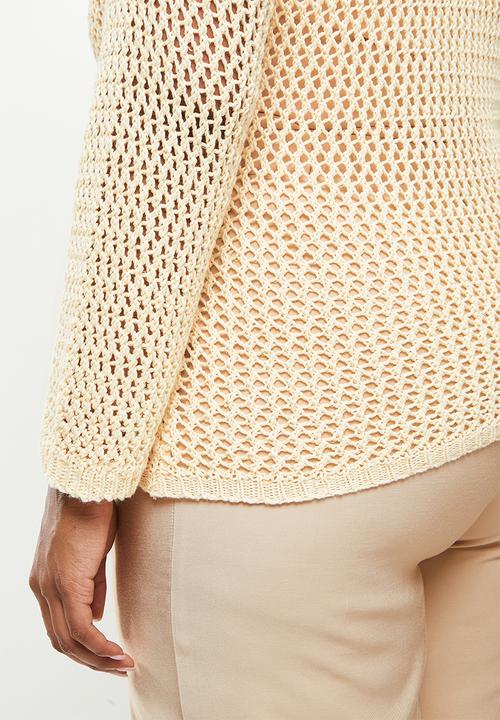 Me&B - Plus fish net summer jersey - stone