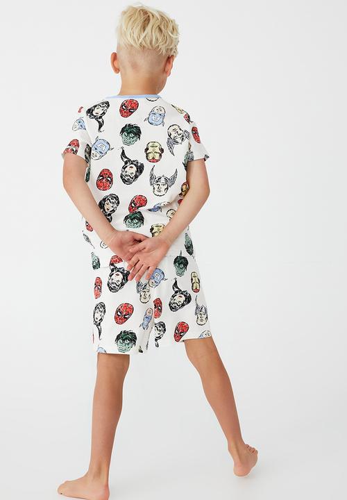 Cotton On - Hudson short sleeve pyjama set licensed - lcn mar retro faces/vanilla